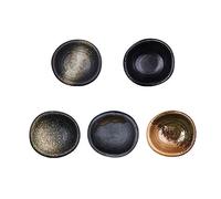 Colias Wing 3.5" Retro Style Black/Brown Stylish Design Multipurpose Porcelain Side Dish Bowl Seasoning Dishes Soy Dipping Sauce Dishes-Set of 5