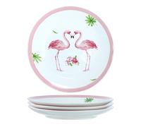 Colias Wing 8" Pink Flamingos Pattern Stylish Design Ceramic Salad/Pasta/Fruit/Appetizer/Dessert Dishes Holiday Plates Christmas Dinner Plates-Set of 4-Round