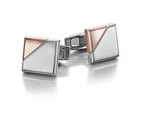Colibri Equinox Cufflinks For Men - Satin Steel Face with Polished Rose Gold Corner - Designer Cufflinks with Pivoting Whale Back Closure - Gift Box