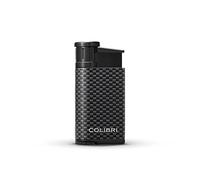 Colibri Evo Single Jet Lighter - Windproof Refillable Butane Gas Lighter - Large Fuel tank and Flame Adjuster Wheel - Easy Read Fuel Window - Metal Body With Carbon-Fibre Look - Shipped Without Gas