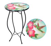 (Colibri) GEEZY Mosaic Iron/Glass Round Coffee Table Garden Patio Elegant Plant Stand