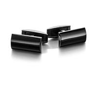 Colibri Polaris Cufflinks For Men - Black Polished Steel - Designer Cufflinks with Pivoting Whale Back Closure - Gift Box