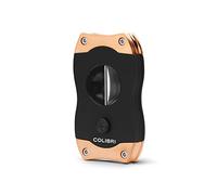 Colibri V-Cut Cigar Cutter| Black and Brushed Rose Gold Coloured Finish |Spring Loaded Release - Deep 7mm V Cut - Up-to 60+ Ring Gauge Cigars - Ergonomic Design