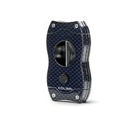 Colibri V-cut Cigar Cutter|Blue Carbon Fibre Print|Spring Loaded Release | Deep 7mm V Cut | Up-to 60+ Ring Gauge Cigars | Ergonomic Design