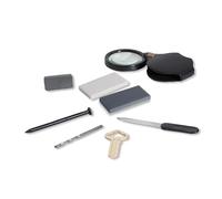 Colidcolor 7pc Mineral ID Kit w/Hand Lens, Streak Plate, Magnet - Hardness/Streak/Magnetism Tests for Geology Classrooms & Field Analysis