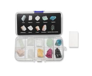 Colidcolor Moh's Hardness Test Kit 10 Piece Mineral Hardness Kit Include 10 Rock Mineral Specimens and 1 Unglazed Porcelain Streak Plates for Exploring Identifying Studying Geology and Earth Science