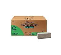 œcolife Hand Towels Natural C-Fold 2400 Sheets 25 x 50 cm 1-Ply Recycled Paper Grey Paper Folding Hand Towels Paper Hand Towels Suitable for Dispenser Absorbent