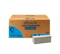 œcolife Hand Towels Natural C-Fold 3120 Sheets 25 x 33 cm 1-Ply Recycled Paper Folding Hand Towels Suitable for Dispensers Soft and Absorbent