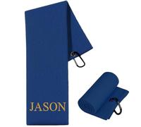 Colifolu Golf Towel with Embroidered Name,Personalised Golf Towels for Golf Bags with Clip,Personalised Golf Gifts for Dad Men Women