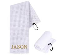 Colifolu Personalised Golf Towel,Embroidered Golf Towels for Golf Bags with Clip, Custom Golf Towel Gifts for Men Women 60cmx40cm
