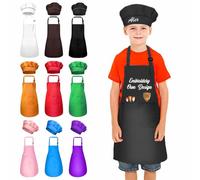 Colifolu Personalised Kids Apron with Embroidered Name,Customisable Cooking Baking Role Play Chef Hat for Children & Adults (Black)