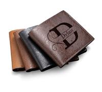 Colifolu Personalized Leather Wallet with Photos Custom Wallets for Men Design Your Own Name Picture Soft High Capacity Wallet for Men Husband Bf Dad Son Uncle Friend, Engraving-Name, Personalized