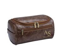 Colifolu Personalized Toiletry Bag Men,Custom Engraved Travel Bags,Leather Custom Name/Initials Gift for Groomsmen, Best Man, Father's Day, Wedding, Birthday, Him (Coffee,Style 5)