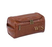 Colifolu Personalized Toiletry Bag Men,Custom Engraved Travel Bags,Leather Custom Name/Initials Gift for Groomsmen, Best Man, Father's Day, Wedding, Birthday, Him (Brown,Style 7)