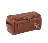 Colifolu Personalized Toiletry Bag Men,Custom Engraved Travel Dopp Kit,Leather Custom Name/Initials Gift for Groomsmen, Best Man, Father's Day, Wedding, Birthday, Him, Brown, Style 8