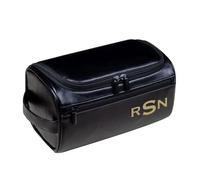 Colifolu Personalized Toiletry Bag Men,Custom Engraved Travel Dopp Kit,Leather Custom Name/Initials Gift for Groomsmen, Best Man, Father's Day, Wedding, Birthday, Him, Black, Style 2