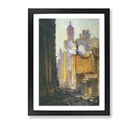 Colin Campbell Cooper Broadway Classic Painting Framed Wall Art Print, Ready to Hang Picture for Living Room Bedroom Home Office Décor, Black A4 (34 x 25 cm)