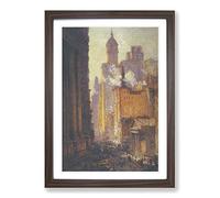 Colin Campbell Cooper Broadway Framed Print | A2 Walnut Framed Wall Art | Ready to Hang | Modern Nature Picture | Living Room Bedroom Lounge Office