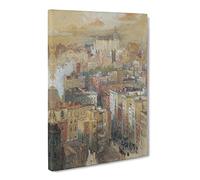 Colin Campbell Cooper View Of New York Classic Painting Canvas Wall Art Print Ready to Hang, Framed Picture for Living Room Bedroom Home Office Décor, 20x14 Inch (50x35 cm)