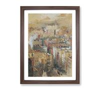Colin Campbell Cooper View Of New York Classic Painting Framed Print | A2 Walnut Framed Wall Art | Ready to Hang | Classic Historical Picture | Living Room Bedroom Lounge Office