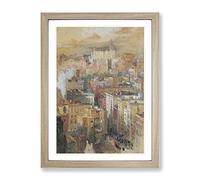 Colin Campbell Cooper View Of New York Classic Painting Framed Print | A3 Oak Framed Wall Art | Ready to Hang | Classic Historical Picture | Living Room Bedroom Lounge Office