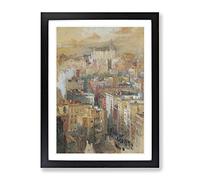 Colin Campbell Cooper View Of New York Classic Painting Framed Print | A4 Black Framed Wall Art | Ready to Hang | Classic Historical Picture | Living Room Bedroom Lounge Office