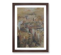 Colin Campbell Cooper View of New York Framed Print | A2 Walnut Framed Wall Art | Ready to Hang | Modern Nature Picture | Living Room Bedroom Lounge Office