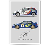 Colin Mcrae Signed Car Artwork Autograph A4 Poster Photo Framed Memorabilia Gift WRC Rally (A3 Poster Only)