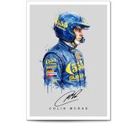 Colin Mcrae Signed Car Artwork Autograph A4 Poster Photo Framed Memorabilia Gift WRC Rally (Subaru Suit, A3 Print (Unframed))