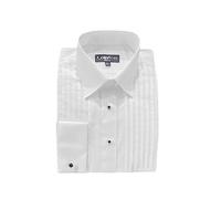 Colin Ross Men's Cotton Rich White Regular Fit Classic Point Collar Stud Button & Pleat Front Dress Shirt (as8, Neck, 14_Point_5, Regular, Regular, White)