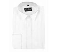 Colin Ross Men's Cotton Rich White Regular Fit Wing Collar, Pleated & Fly Front Dress Shirt (1.5" Long Sleeve) (as8, Neck, 17_Point_5, Regular, Regular, White)