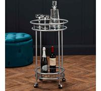 colin round metal drinks trolley with glass shelves - silver