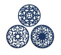 Colinda Silicone Trivet for Hot Dishes, Hot Pot and Pads - Protect Countertop from Hot Pot and Pans Coming Out from The Oven or Stove - Non-Slip & Heat Resistant,Navy Blue,Set of 3