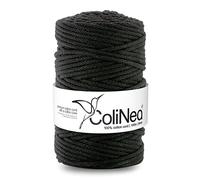 ColiNea, cotton cord with cotton core, braided, 5mm, 100m (Black)