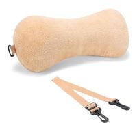 Colingmill 1 Pc Neck Pillow for Recliner Headrest Pillow Bone Shaped Chair Plush with Adjustable Strap Neck Support and Pain Relief Curve Head Cushion for Car Travel Airplane (Coffee)