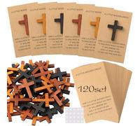 Colingmill 120 Sets Pocket Hug Token Bulk | Mini Wooden Cross Gifts with Hug Greeting Cards | Christmas Exchange Card Relationship Gift Friends Colleagues Family Christians Church 3 Colors