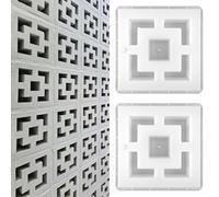 Colingmill 2 Pack Concrete Breeze Brick Molds 11.81 Inch Double Square Cement Furniture Hollow Brick Mold DIY Casting Reusable Cement Block Molding Wall Decorative Block Moulds for Furniture Landscape
