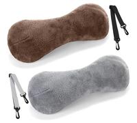 Colingmill 2 Pcs Neck Pillow for Recliner Headrest Pillow Bone Shaped Chair Plush with Adjustable Strap Neck Support and Pain Relief Curve Head Cushion for Car Travel Airplane (Grey and Brown)