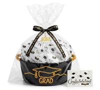 Colingmill 2026 Graduations & Nurses W ift Basket Empty to Fill, Woven Rope Basket 15" x 11" x 6" Decorative Storage Baskets with Gift Bag, Bow, Tissue Paper & Year Charm (Black,Gold,Graduation)