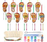 Colingmill 30 Pack Sunday School Christian Vbs Wind Chime Kit Make Your Own Religious Jesus Walks with Us Sandal Crafts Kit DIY Coloring Wooden Church Crafts for Gift Art Room Party Favors