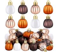 Colingmill 36 Pcs Fall Pumpkin Hanging Ornament Thanksgiving Tree Decorations Mini Pumpkin Ball Decorations Farmhouse Fall Ornaments for Small Tree for Autumn Halloween Christmas (Neutrals)