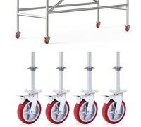Colingmill 4 Pack 8 Inch Adjustable Leveling Scaffolding Wheels Scaffolding Caster Wheels with Brake 1-1/5" Od Scaffold Screw Swivel Casters Locking Set