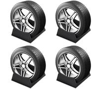 Colingmill 4 Pcs Car Tire Display Stand Wheel Display Rack Adjustable Width Rim Storage Wheel Rim Holder Tyre Stand Base Tire Tray Base for Exhibition Shop Garage Trade Show, Black
