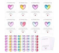 Colingmill 48 Sets Pocket Hug Heart with Greeting Cards Cute Little Heart Pocket Hug Token Gift Card Keepsake Exchange Card Gift for Colleagues Family Distance Social Present (Bright Color)