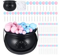 Colingmill 61 Pcs Halloween Baby Shower Party Decoration for Gender Reveal Witch Bubbling Cauldron Set a Baby Is Brewing Shower Party Centerpiece 1 Crucible with Cotton 60 Pink Blue Balls Decor