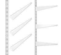 Colingmill 8 Pcs White Twin Rail Upright Wall Shelving System 25 Inch with Adjustable Shelf Bracket 11.5 Inch Heavy Duty Storage Rack Metal Support System for Kitchen Closet Home Indoor