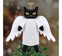 Colingmill Christmas Tree Topper Decoration Angel Cats Christmas Tree Topper Black Cat Tree Topper for Winter Holiday Ornaments Home Decorations Cat Lovers