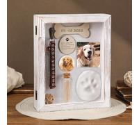 Colingmill Pet Memorial Shadow Box for Dog Cat with Wood Picture Frame Pet Print Kit Urn Ashes Fur Jar Case for Loss Dog Remembrance Memory Keepsake Gift for Animal Lovers(Retro Colors,6.8 x 8.8 Inch)