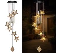 Colingmill Solar Wind Chimes for Outside Waterproof Hanging Wind Chimes Lights Outdoor Decor Yard Garden Gifts for Mother Mom Grandma Wife Neighbors (Star)