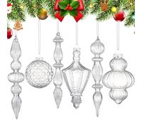 Colingmill Vintage Clear Christmas Mercury Glass Ornament Set 7.87 Inch Glass Finial Ornaments 3.15 Inch Hanging Balls for Christmas Tree Decorations Xmas Holiday Decor